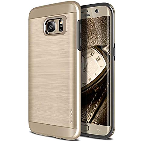 Obliq Galaxy S7 Edge Case, [Slim Meta][Champagne Gold] Slim Fit Premium Dual Layer Protection Case with Metallic Brush Finish Back with Shock Absorbing TPU Inner Layer for Samsung Galaxy S7 Edge