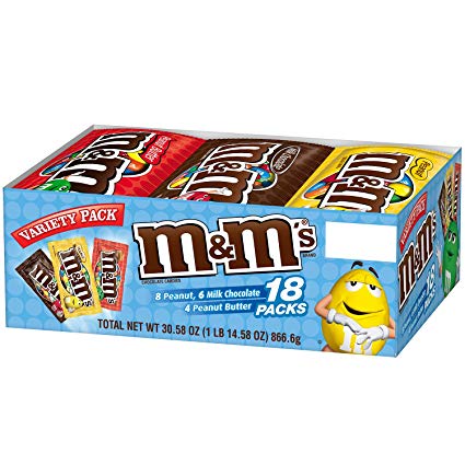 M&M'S Variety Pack Chocolate Candy Singles Size 30.58-Ounce 18-Count Box
