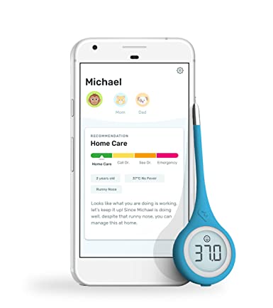 Kinsa QuickCare Smart Thermometer for Fever - Digital Bluetooth Medical Thermometer & App - for Baby, Kids & Adults - Take Oral, Armpit or Rectal Temperature Readings