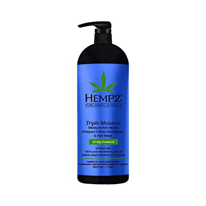 Hempz Triple Moisture-Rich Daily Herbal Whipped Creme Conditioner and Hair Mask, White, Enchanted Grapefruit, 33.8 Fl Oz