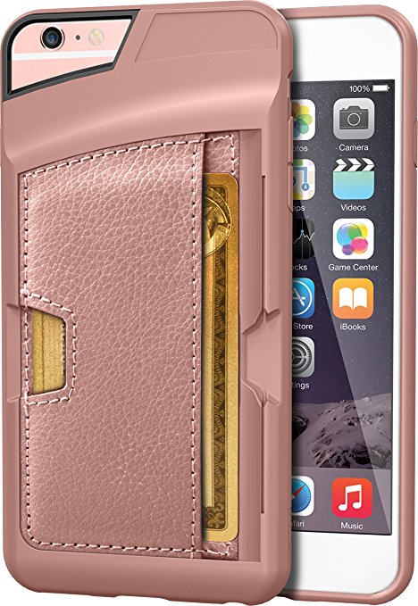 iPhone 6 Plus/6s Plus Wallet Case - Q Card Case for iPhone 6 /6s  (5.5") by CM4 - Ultra Slim ProtectiveKickstand Credit Card Phone Cover (Rose Gold)