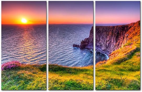 Cliffs Of Moher Ireland Sunset Seascape Wall Art Decor Poster Painting On Canvas Print Pictures Framed Picture For the Home Decor Living Room Artwork
