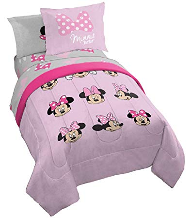 Jay Franco Disney Minnie Mouse Faces 5 Piece Twin Bed Set