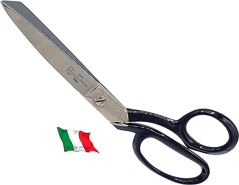 Ultima 8 Inch Bent Handle General Purpose Scissors – Drop Forged Carbon Steel Trimmer Sheers, Chrome Plated with Black Bent Handles, Made in Italy