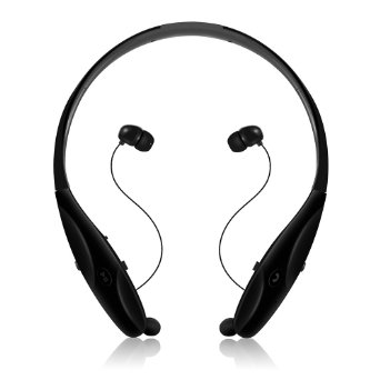 GRDE HBS950  Retractable Earbuds Neckband Bluetooth Headphones Black
