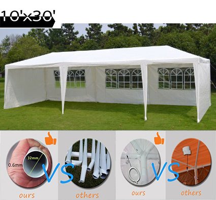 Quictent 10 X 30 Outdoor Canopy Gazebo Party Wedding Tent Pavilion with 5 Sidewalls