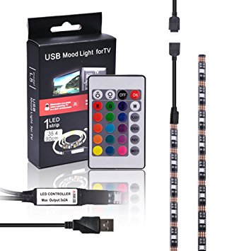 MICTUNING Bias Lighting USB LED Light Strip Kit Multi-color RGB LED Neon Accent Lighting Kit TV Backlight with Remote Control for HDTV, Flat Screen TV LCD, Desktop PC and more