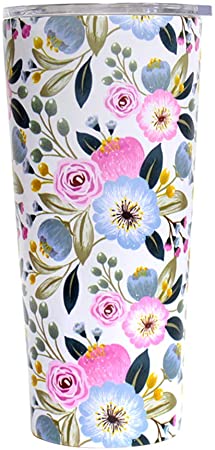 Inspring Stainless Steel Tumbler Vacuum Insulated Tumbler Floral Tumbler with Lid,Straw,Straws Brush, 30oz