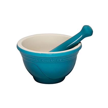 Le Creuset Stoneware 10-Ounce Mortar and Pestle, Caribbean