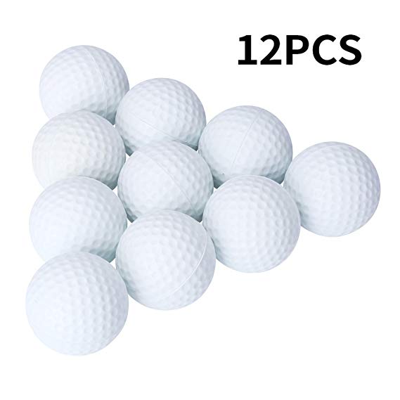 Aketek Practice Golf Balls, Foam, 12 Count, Yellow