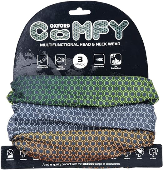 OXFORD Comfy Head Helmet Scarf Neck Warmer. Nacreous. 3-Pack. Head and Neck Wear Bike Scarf Base Layer. NW145