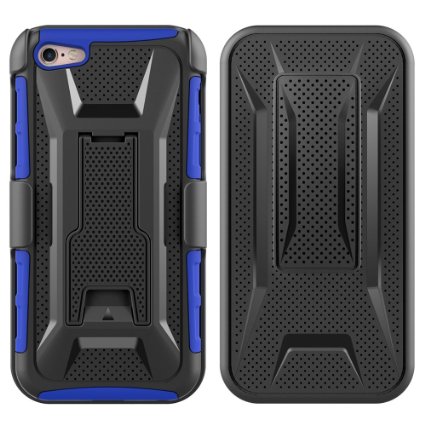 iPhone SE Case, iPhone 5S Case, MoboZx [Premium Holster Combo] Protective Heavy-Duty Grippery Scratch-Resistant Shock-Absorbent Bumper With Kickstand-Locking Belt Swivel Clip For iPhone SE/5/5S (Blue)