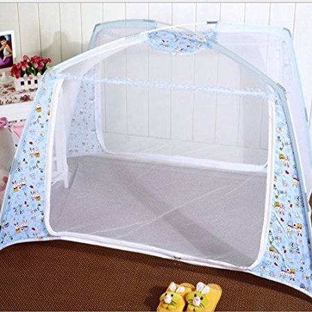 New Baby Kid Infant Nursery Bed Crib Canopy Mosquito Net Netting Play Tent House (Blue)