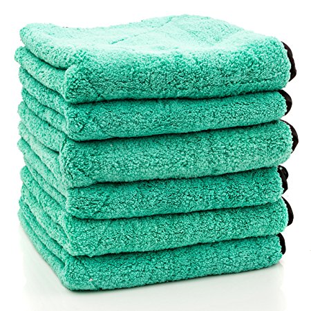Dry Rite Heavy Weight Premium Plush Microfiber Cloth- Ultra Thick- 700 GSM- 14" x 14" Polishing, Detailing, & Cleaning Towel for Fine Automobile Surfaces, Car Windows, Interiors, Glass, Use Wet/Dry- 6