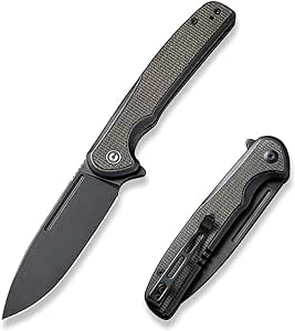 CIVIVI Voltaic Pocket Folding Knife, 3.48 in 14C28N Black Stonewashed Blade Stainless Steel Handle with Micarta Inlay Nested Frame Lock Pocket knife for EDC C20060-3