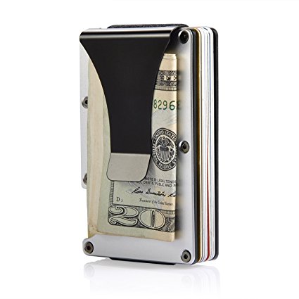 Aluminum Metal Wallet Front Pocket Minimalist Wallet & Money Clip Slim Wallet RFID Blocking