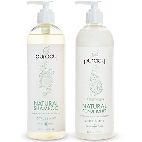 Puracy Natural Shampoo and Conditioner Set [2-Pack], Sulfate-Free, Plant-Powered, Salon-Tested for All Hair Types, 16 Ounce Pump Bottle [Set of 2]