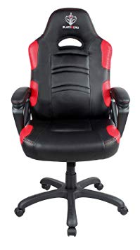 BLUE SWORD Gaming Chair, Racing Car Style Gaming Chair with Large Bucket Seat, Computer Chair with Tilting and Swivel Function, Leatherette, Red