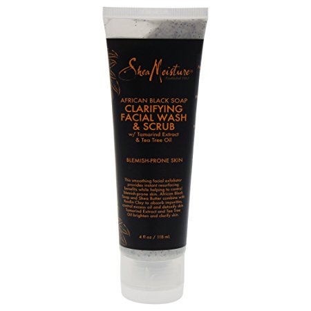 Shea Moisture African Black Soap Problem Facial Wash & Scrub, 4 Ounce