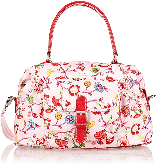 Oilily Luxurious Carry All Medium Top Handle Floral Hand Bag - Light Rose
