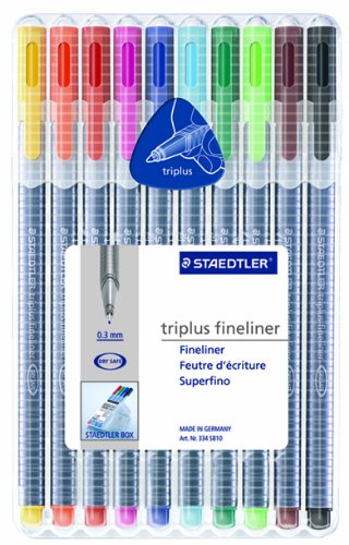 Staedtler Triplus Fineliner Pens 10 color Pack (334SB10)