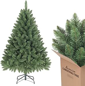 SALCAR Sapin de Noël artificiel de 150 cm avec 458 pointes - Vert - Avec système de pliage - Environ 106 cm de diamètre