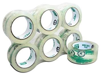 Spartan Heavy Duty Plus ( 3.1 Mil ) Crystal Clear Packaging Tape, 1.88 Inch X 60 Yards ( 10% More Tape ) 6 Pack, High Performance Packing Tape for Moving, Shipping, Sealing Boxes