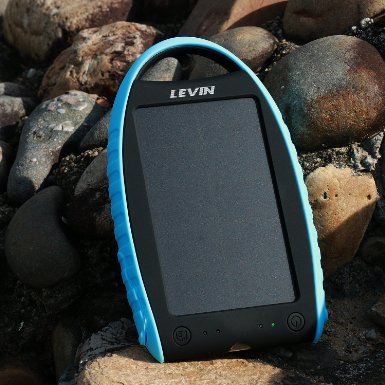 Levin™ [2015 New Version] Solar Charger Battery 7000mAh With Bluetooth Shutter Dual USB (5V 2.1A  5v1A) Solar Panel Charger Rain-resistant and Dirt/Shockproof Dual USB Port Portable Charger Backup External Battery Power Pack for iPhone iPad Android Phone Windows Phone Google Phone and Other Electronic Devices(T018 Blue)