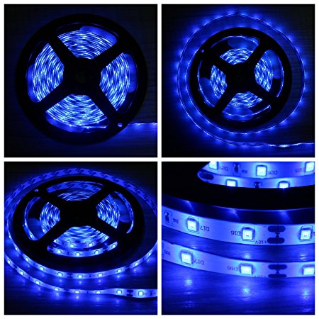 B2ocled Flexible LED Strip Lights,2835 LEDs Blue Non-Waterproof LED Light Strip,12V DC 16.4ft/5m LED Tape for Gardens/Homes/Kitchen/Cars/Bar