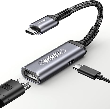 JSAUX USB C to HDMI with PD Charger Adapter, 2-in-1 Type-C to HDMI 4K@30Hz 100W USB C/Thunderbolt 3 Fast Charging Port Compatible with ROG Ally, Steam Deck, MacBook, iPad Pro,Galaxy S22/S21/S20