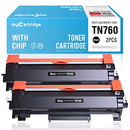 myCartridge (with CHIP) Compatible Brother TN760 TN730 High Yield Black Toner Cartridge Fit for MFC-L2710DW MFC-L2730DW MFC-L2750DW HL-L2350DW HL-L2370DW HL-L2390DW HL-L2395DW DCP-L2550DW(2 Pack)