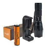 Fashion Handheld LED Flashlight with 18650 Battery and Charger  CrazyFire Cree XM-L T6 1000lm LED Torch 5 Modes Switch and Zoomable Function for Hiking Camping Hunting or Other Activities