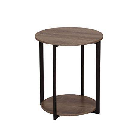 Household Essentials 8080-1 Wooden Side End Table with Storage Shelf | Ashwood
