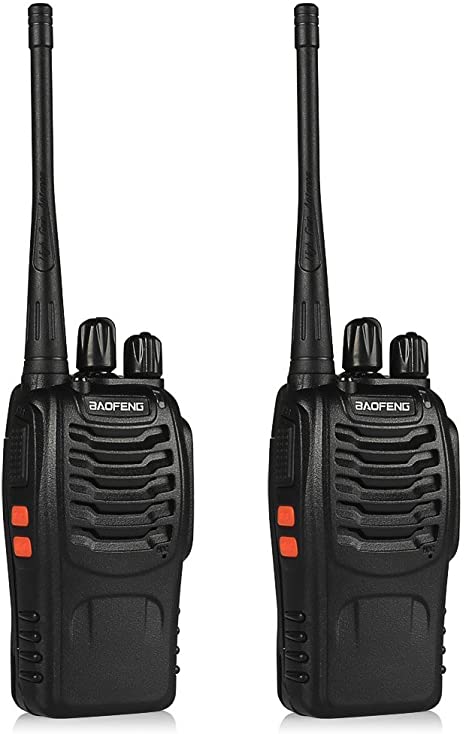 BaoFeng BF-888S Walkie Talkie 2pcs in One Box with Rechargeable Battery Headphone Wall Charger Long Range 16 Channels Two Way Radio (2pcs radios)