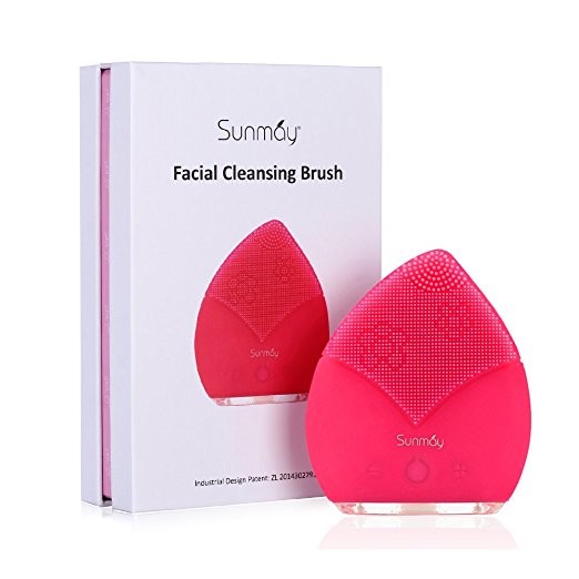 SUNMAY Sonic Face Cleanser and Massager Brush, Anti-aging Anions Import Organic Silicone, Rechargeable Waterproof Body Facial Cleansing System