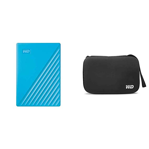 WD 4TB My Passport Portable External Hard Drive, Blue - with Automatic Backup, 256Bit AES Hardware Encryption & Software Protection  Free HDD Cover/Pouch for Portable Hard Drive for Western Digital