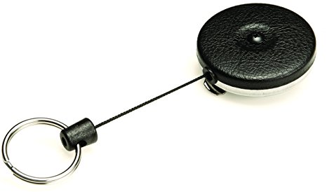 KEY-BAK #485B-HDK Retractable Reel with 48 inch (122 cm) Kevlar Cord, Black Front, Steel Belt Clip, 8 Ounce Retraction, Split Ring