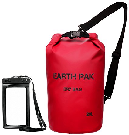 Earth Pak -Waterproof Dry Bag - Roll Top Dry Compression Sack Keeps Gear Dry for Kayaking, Beach, Rafting, Boating, Hiking, Camping and Fishing with Waterproof Phone Case