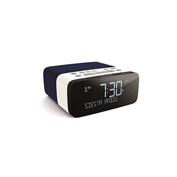 Pure Siesta Rise S Alarm Clock Radio with Bluetooth - Digital DAB  / FM Radio - USB Phone Charging - CrystalVue Auto-dimming Display - Navy