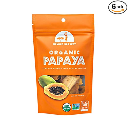 Mavuno Harvest Fair Trade Organic Dried Fruit, Papaya, 2 Ounce (Pack of 6)