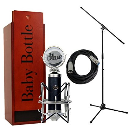 Blue Microphones Baby Bottle with Pop Filter, Shockmount, Mic Stand, and Cable Bundle