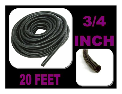 Wire Loom Black 20' Feet 3/4" Split Tubing Hose Cover Auto Home Marine