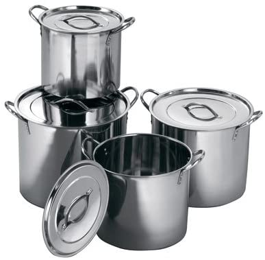 SET OF 4 DEEP STAINLESS STEEL STOCKPOTS STOCK POT PANS