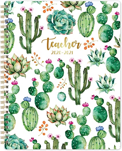 Teacher Planner 2020-2021 - Academic Planner from July 2020 - June 2021, 8'' x 10'', Lesson Plan Book, Cactus Weekly & Monthly Lesson Planner with Quotes