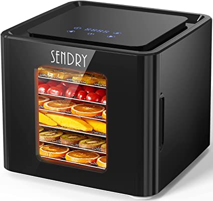 SENDRY Food Dehydrator - LED Touch Adjustable Digital Timer and Temperature Display Control with 6 Stainless Steel Trays - Dryer Machine for Meat, Beef, Fruit, Vegetable, Pet Food, Herbs