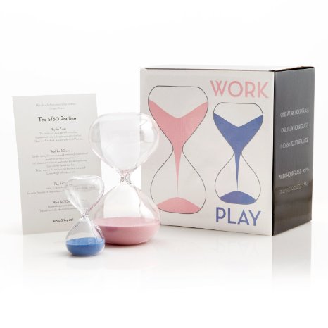 30 & 5 Minute Gravity Hourglasses - Time Management Set - Rose Quartz and Serenity Blue