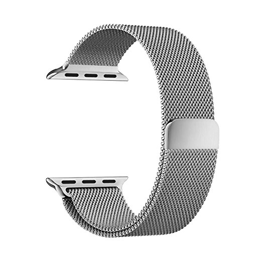Apple Watch Band, UMTele Milanese Loop Stainless Steel Bracelet Smart Watch Strap with Unique Magnet Lock, No Buckle Needed for iWatch Apple Watch Band 42mm Silver