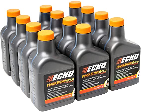 Echo 6450005G Power Blend Gold Oil Mix 50:1 for 2-stroke/2cycle Outdoor Power Equipment, High-Performance Semi-Synthetic, Low Smoke Emission 12.8 fl oz (12 Pack)