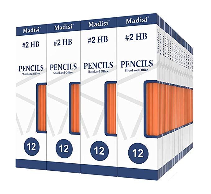 Wood-Cased #2 HB Pencils, 72 Packs of 12-Count, Yellow, Pre-sharpened, Class Pack, 864 pencils in box by Madisi