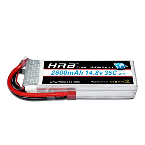 HRB 14.8V 2600Mah 4S Lipo Battery 35C with Dean T Plug for RC Airplane Helicopter Boat Drone and FPV (4.53 x 1.34 x 1.22 inch)